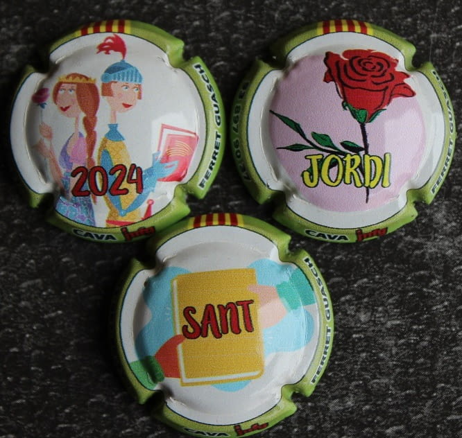 JOSEP Mª FERRET GUASCH JUEGO 3 PLACAS X. 242498-538-726 (ST. JORDI 2024)