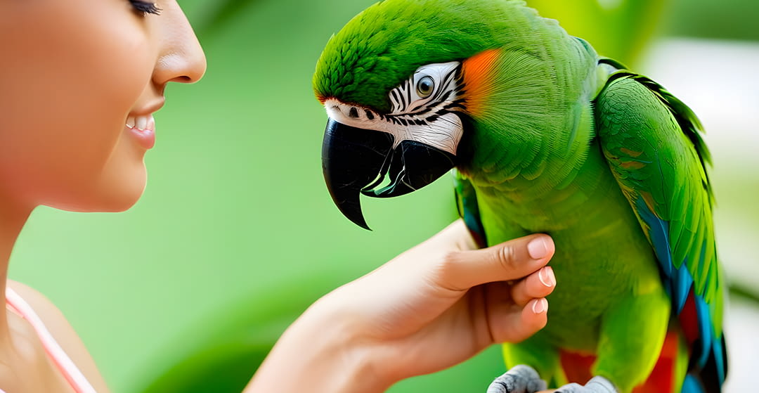 Pet the parrots