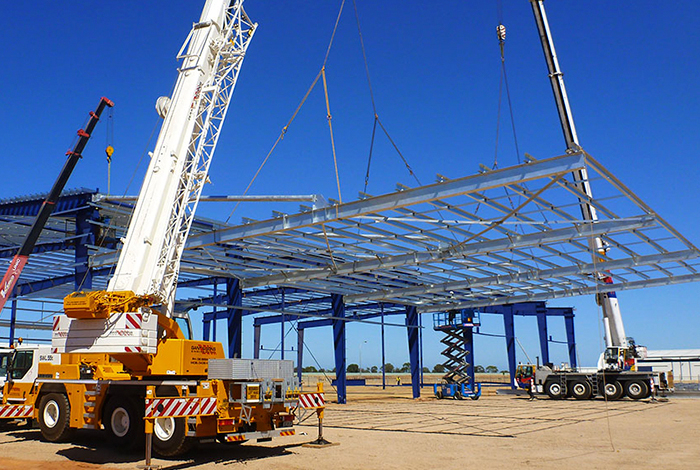 crane loading metal structure