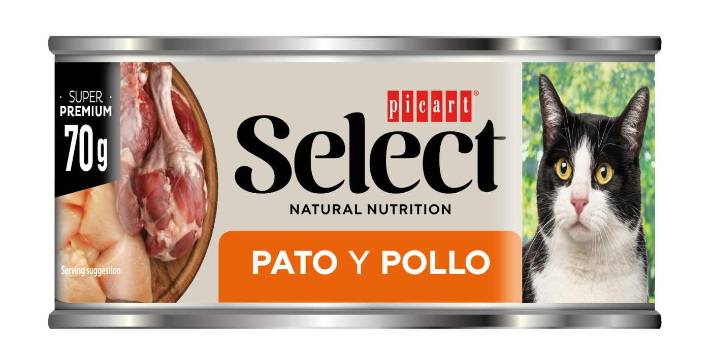 SELECT WET CAT PATO POLLO 18x70g