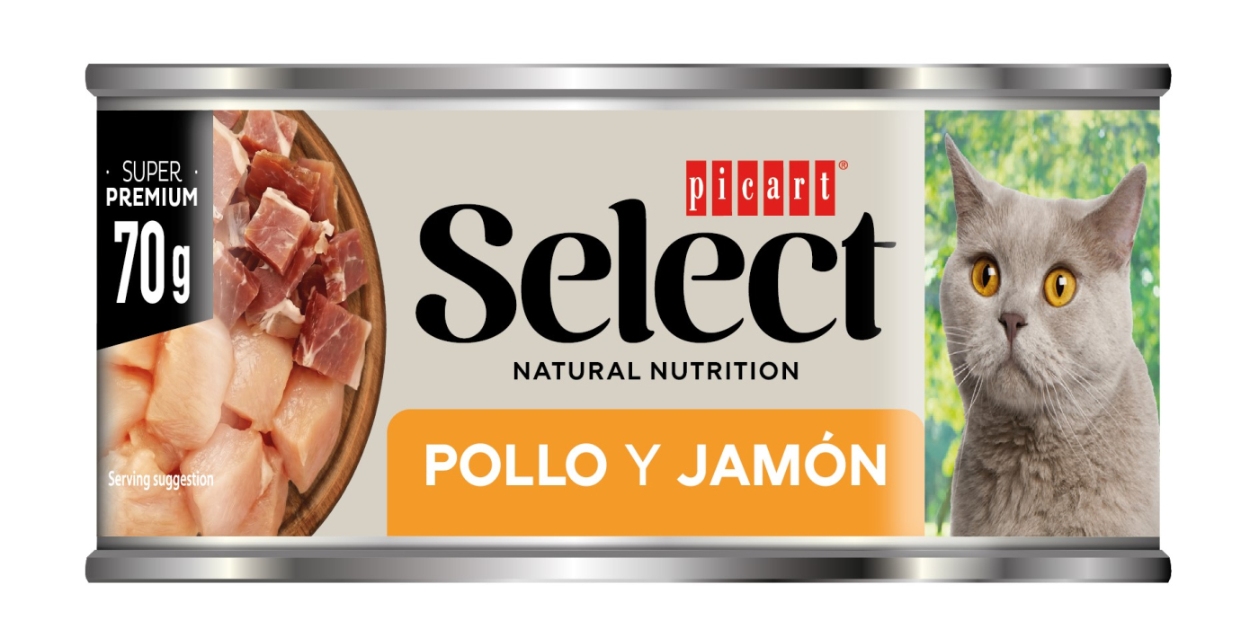 SELECT WET CAT POLLO JAMO 18x70g