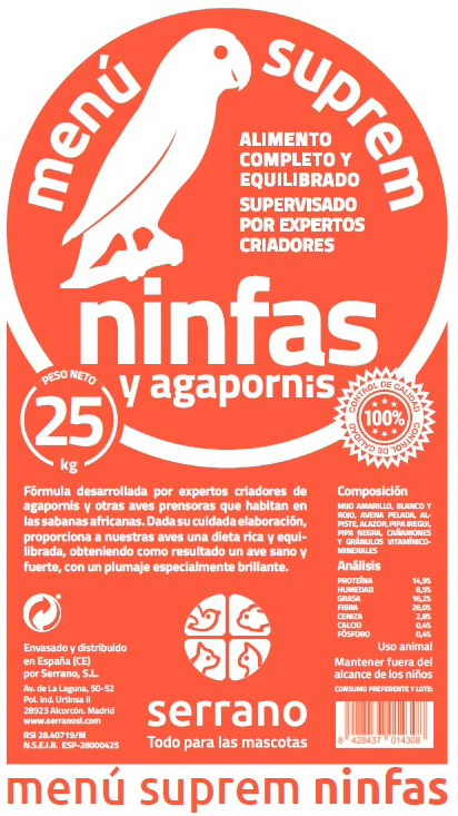 SUPREM NINFA&AGAPORNI 25k GRANEL