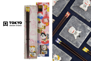 Chopsticks Maneki Neko with rests