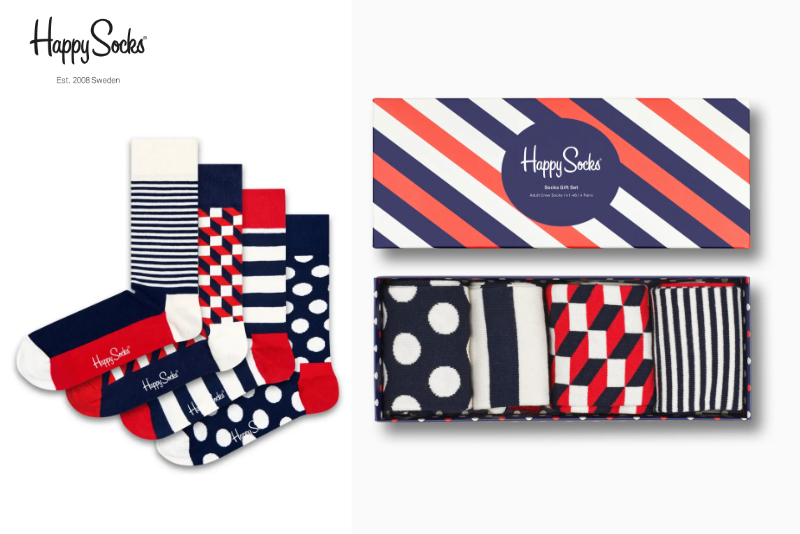 Happy Socks 4-Pack Classic Navy Socks Gift Set