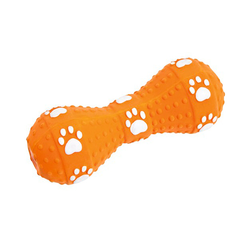 HUESO GOMA NARANJA CON HUELLAS