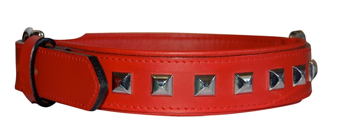 COLLAR LEATHER NAILS ROJO