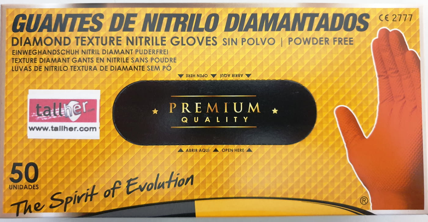 CAJA 50 GUANTES DE NITRILO DIAMANTADO NEGRO PREMIUM TALLA M