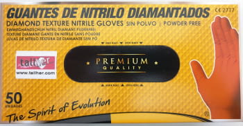 CAJA 50 GUANTES DE NITRILO DIAMANTADO NEGRO PREMIUM TALLA L