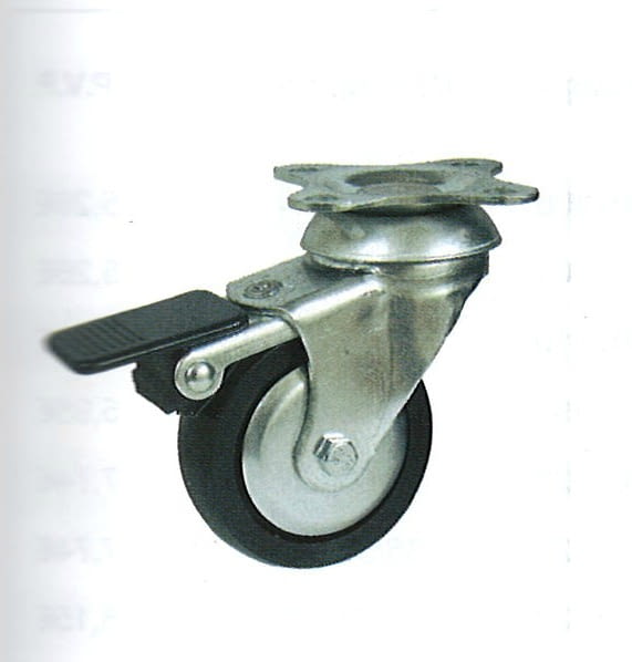 Rueda de polipropileno 60 mm, con freno y platina base de sujeción AFO