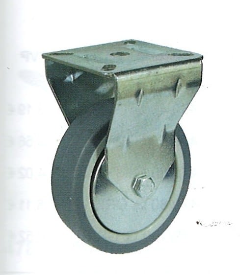 Rueda de goma gris termoplástica 50 mm con platina soporte fijo AFO