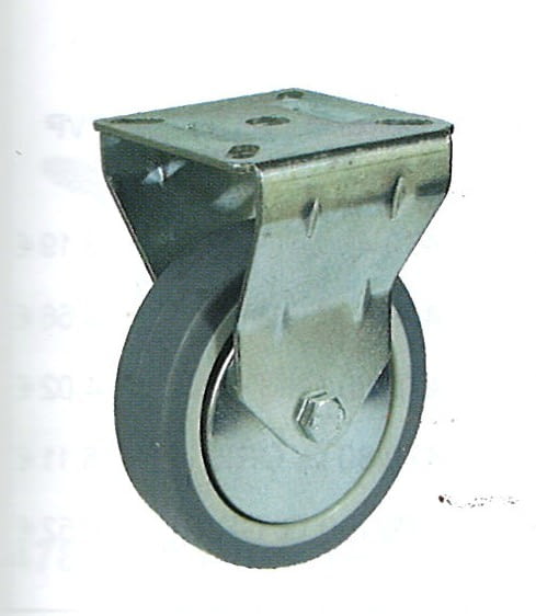 Rueda de goma gris termoplástica 80 mm con platina soporte fijo AFO