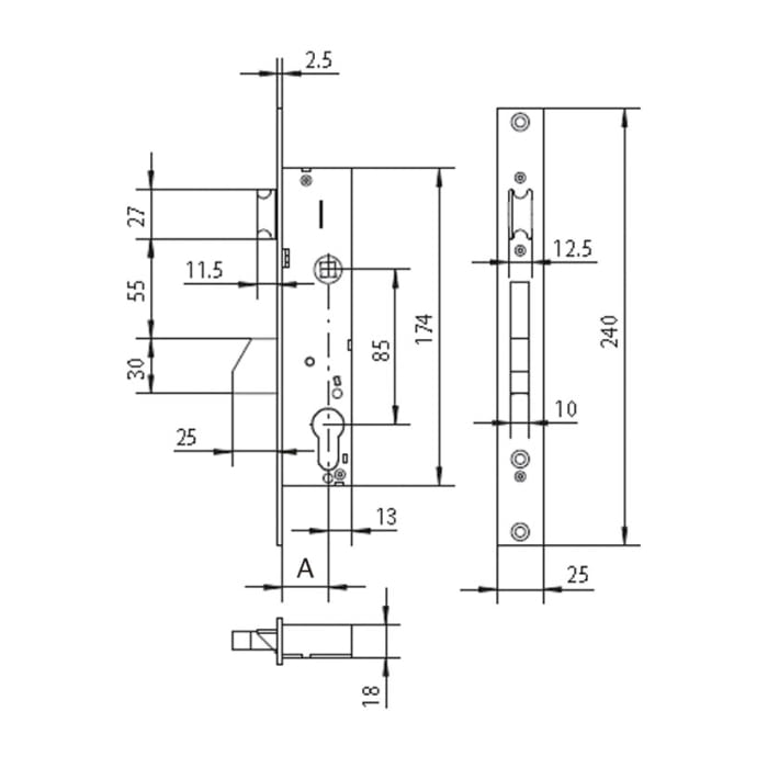 Cerradura embutir  mod. 4040 golpe y llave CISA - 1