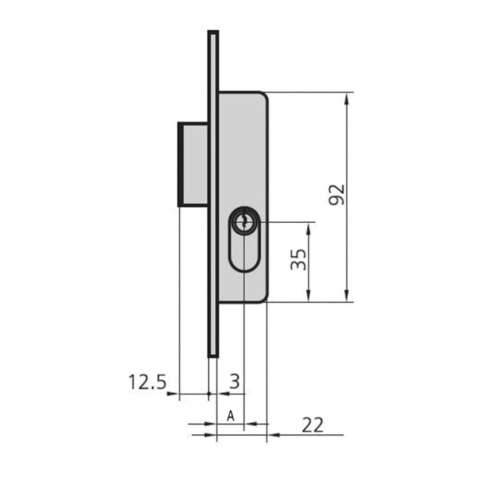 Cerradura embutir mod. 1963-A/0 aguja 16 mm llave sola CVL - 1