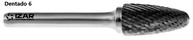 Fresa rotativa forma de ojiva redondeada de metal duro IZAR - 6