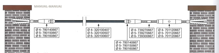 Kit 1 tramo para cable barandilla inox plana para muro de obra