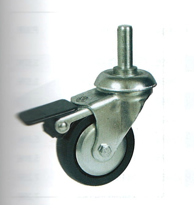 Rueda de polipropileno 50 mm, con freno,  soporte y espiga AFO