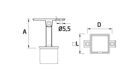 Soporte regulable para pasamanos cuadrado a poste cuadrado barandilla inox  (caja 2 unidades)