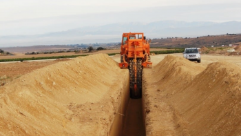 Calaf Trenching performing works at section 6 of the irrigation system Segarra-Garrigues