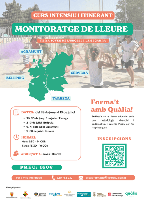 La Regidoria de Joventut dona suport a la nova edició del Curs de Monitoratge de Lleure organitzat per l'Escola de Formació de Quàlia