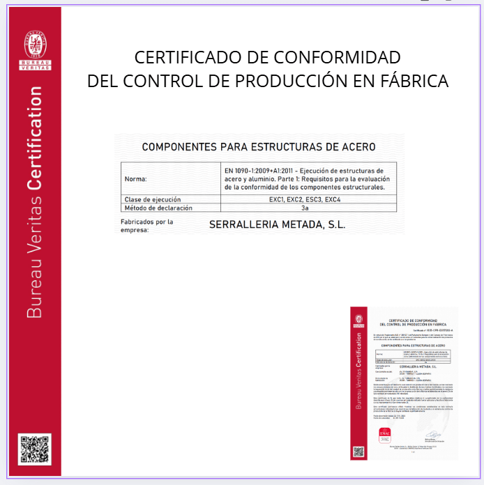 Serralleria Metada obté la certificació EN 1090 per a estructures d’acer
