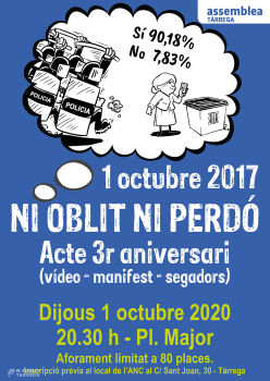 Concentració a Tàrrega per el tercer aniversari de l'1O