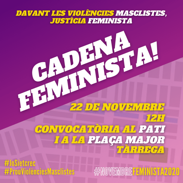 Tàrrega alça la veu contra les violències masclistes i reactiva la campanya ‘Digues prou, no estàs sola’ amb una desena d’activitats