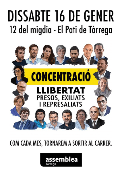 L'ANC-Tàrrega per la Independència organitza una nova concentració el 16 de gener
