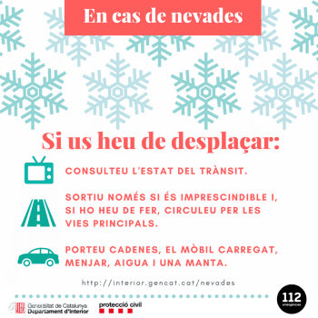 Protecció Civil de la Generalitat demana a la ciutadania extremar la precaució davant el temporal de neu, onatge i vent el cap de setmana
