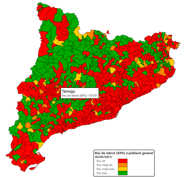 El risc de rebrot a Tàrrega continua per damunt dels 1.000 punts