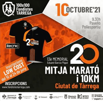 La vintena Mitja Marató i 10 km Ciutat de Tàrrega – 13è Memorial Eduard Garcia Piqué es celebrarà el 10 d'octubre