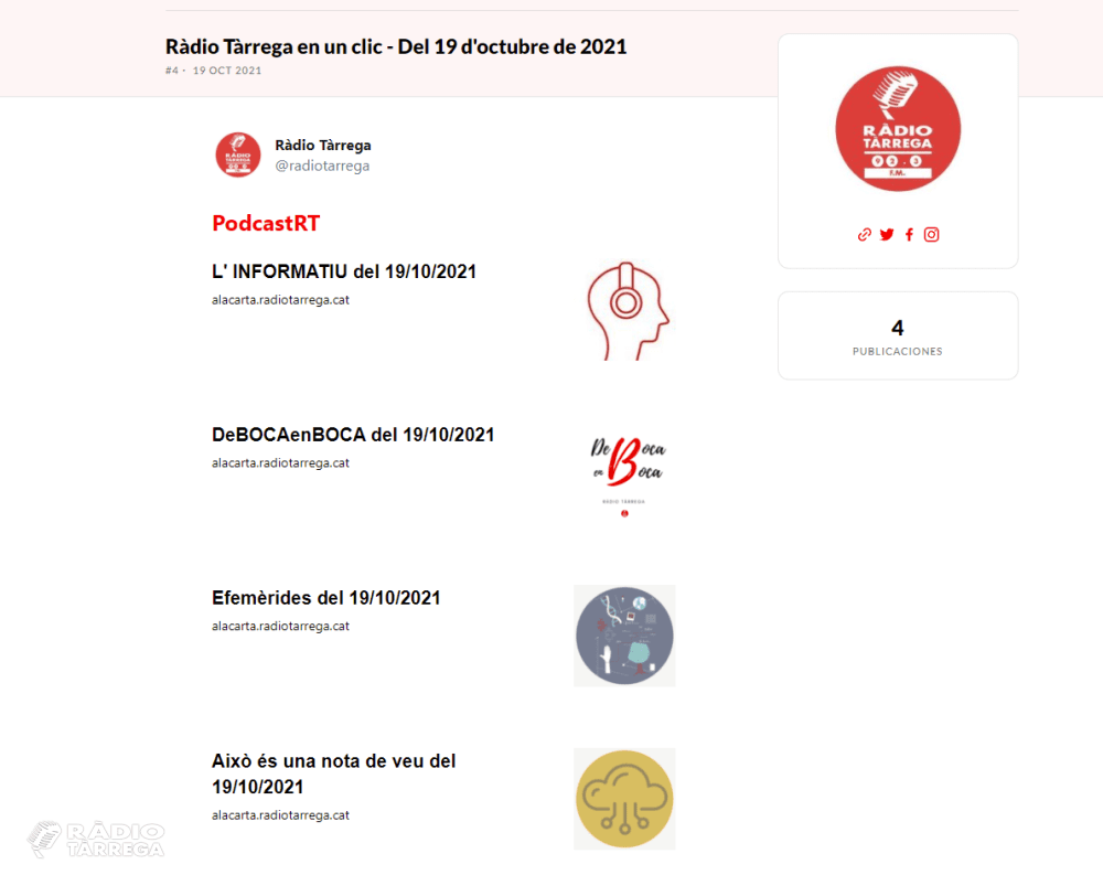 Ràdio Tàrrega crea un butlletí diari per fer arribar tots els àudios i notícies de l'emissora al correu electrònic