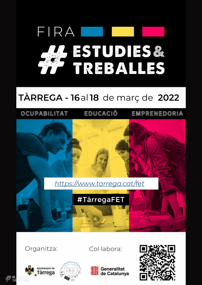 L’Ajuntament de Tàrrega i el Pla Educatiu d’Entorn organitzen en format presencial la Fira Estudies & Treballes