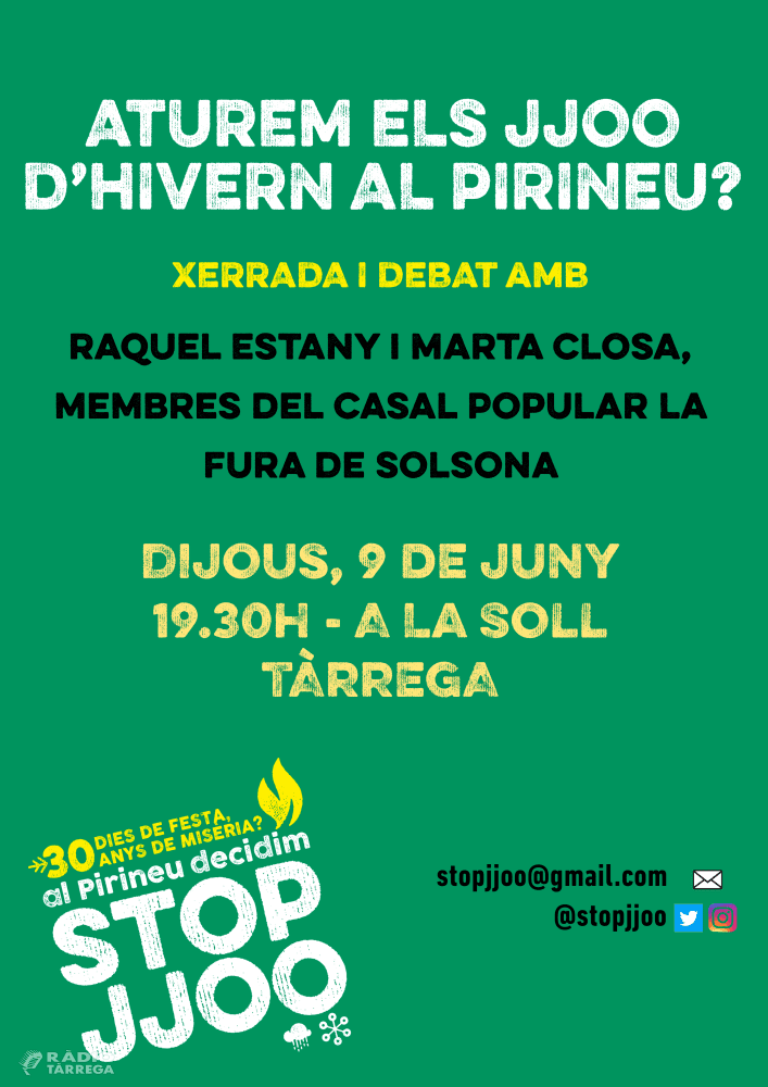 La Soll acollirà el pròxim dijous 9 de juny una xerrada de la Plataforma #StopJJOO, contrària als Jocs Olímpics d’hivern al Pirineu del 2030