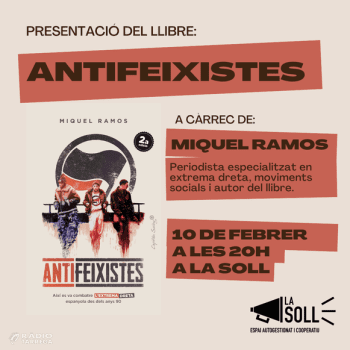 El periodista Miquel Ramos presentarà el llibre 'Antifeixistes' el divendres 10 febrer a La Soll de Tàrrega