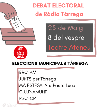 El debat electoral de Ràdio Tàrrega es farà aquest dijous al Teatre Ateneu