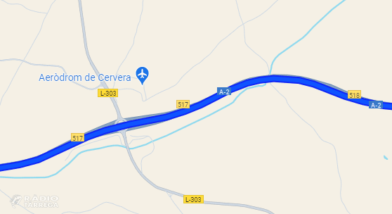 Afectacions al trànsit a l'A-2 a l'altura de Cervera a partir de dilluns per les obres de rehabilitació del ferm