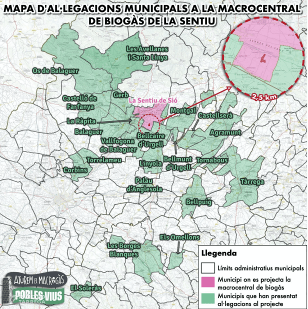 21 ajuntaments, entre els quals Tàrrega, presenten al·legacions a la construcció d'una planta de producció de biogàs a la Sentiu de Sió