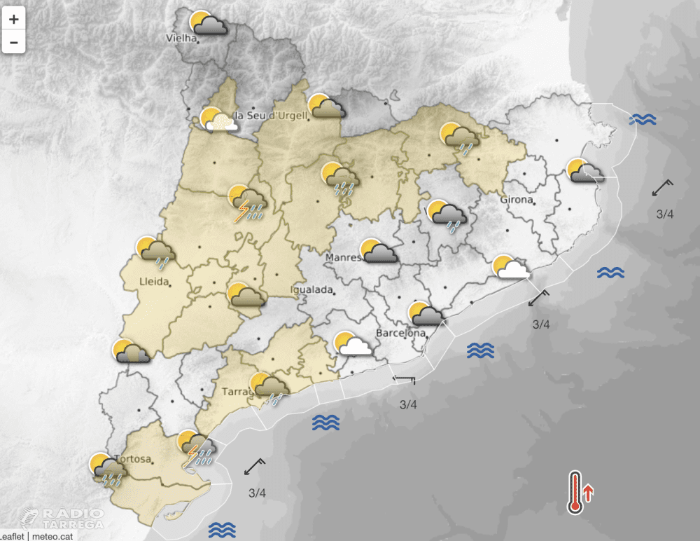 Activada l’alerta del pla Inuncat per la previsió de pluges fortes a Ponent i Terres de l'Ebre diumenge i dilluns