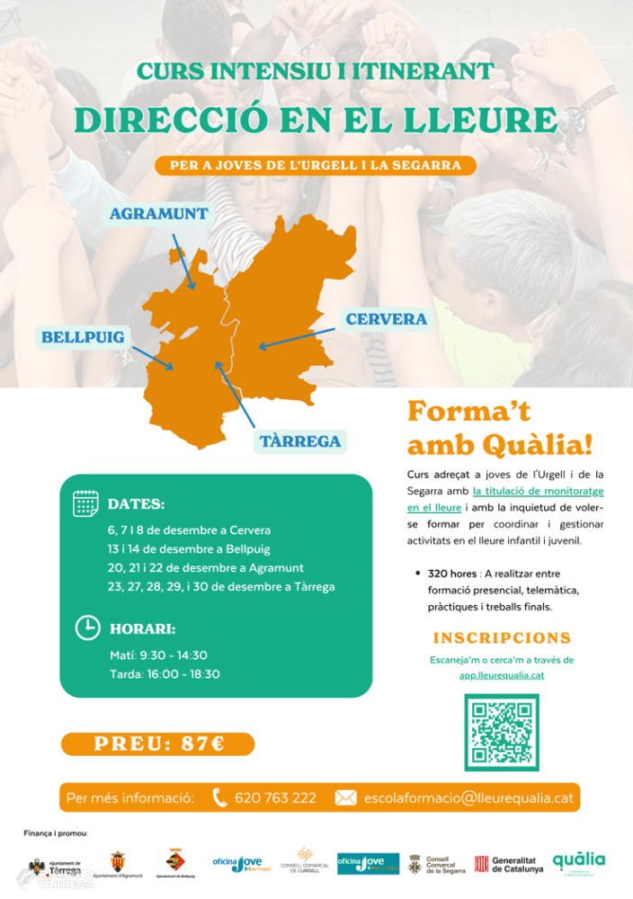 L’Escola de Formació de Quàlia impulsa el primer curs itinerant i intensiu de direcció en el lleure a l'Urgell i la Segarra