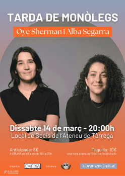 Alba Segarra i Oye Sherman actuaran a Tàrrega el pròxim 14 de març