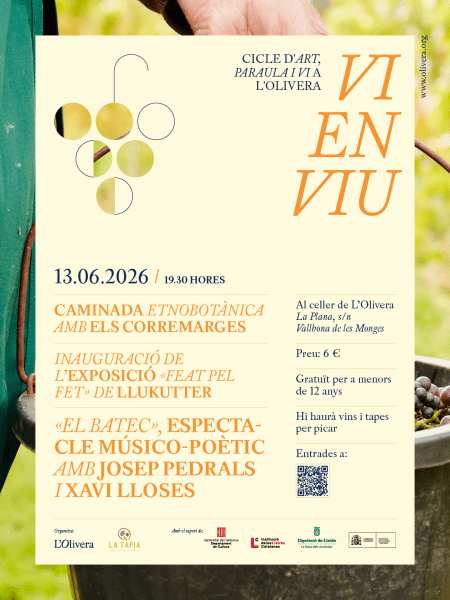 La cooperativa L'Olivera consolida una segona jornada que combina etnobotànica, art visual i la paraula en el cicle ‘Vi en Viu’