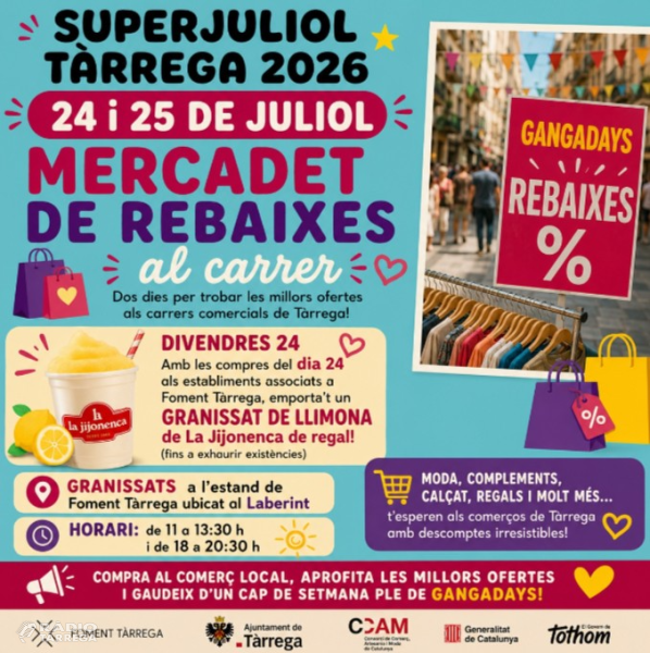 Els GANGADAYS tornen als carrers comercials de Tàrrega amb el Mercadet de Rebaixes
