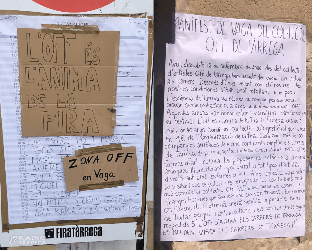 El col·lectiu d'Artistes OFF participants a FiraTàrrega emet un comunicat d'aclariment sobre la situació de vaga produïda durant la darrera edició