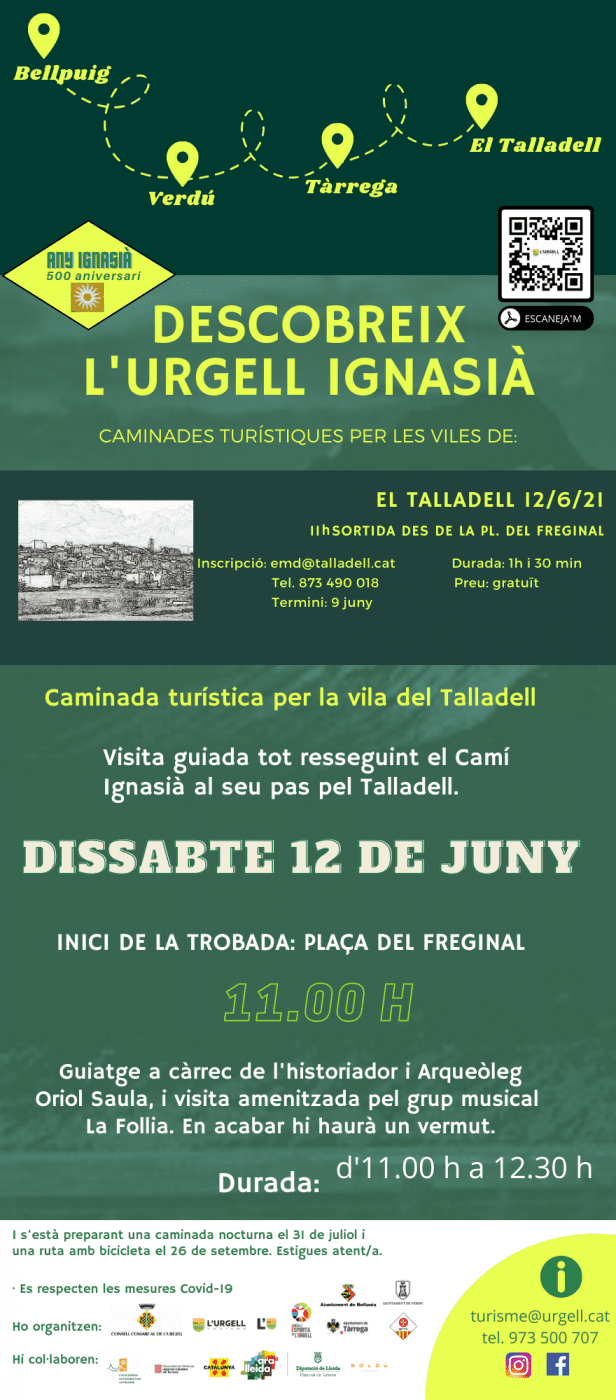Descobreix l'Urgell Ignasià - Caminada turística al Talladell , 12 de juny