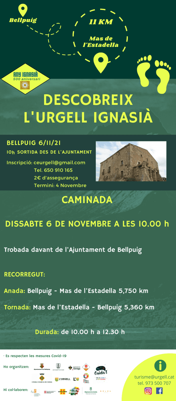 Dissabte 6 de novembre, Caminada Descobreix l'Urgell ignasià