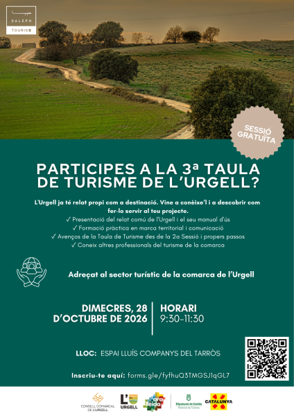 Dimecres 28 d'octubre participa a la reunió de la Taula de Turisme de l'Urgell
