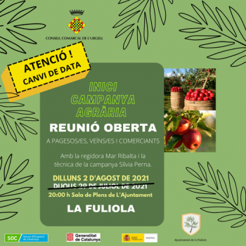 ATENCIÓ, Canvi de data a la #fuliola.  Preparem la campanya de la fruita