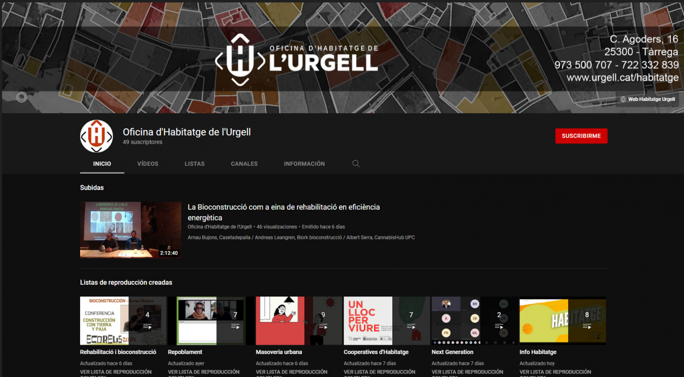 L'Oficina d'Habitatge de l'Urgell inaugura un canal de YouTube