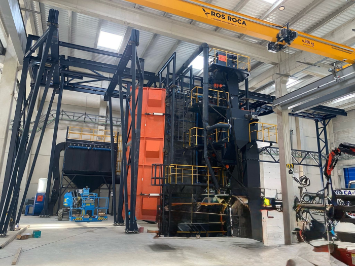 Estructura metálica de 30 toneladas de la nueva granalladora de ROS ROCA