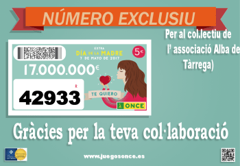 L'Associació Alba col·labora amb el sorteig de la ONCE del Dia de la mare.